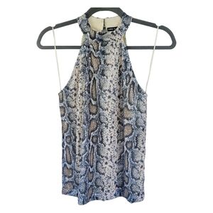 Cable & Gauge Blue and Brown Snake Print Halter Top